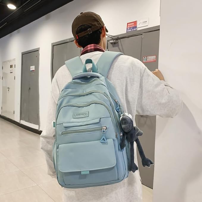 Cute Aesthetic Girls Backpack for School Large Capacity Bookbags College for Students Kids Teen Girls Laptop Bookbag Casual Travel Daypacks(Blue)