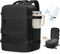 VGCUB Vacuum Backpack Travel with Electric Pump Vacpack System Storage Compression Carry on Laptop Work Business Waterproof College Bags Casual Daypack Backpacks for Women Men Black