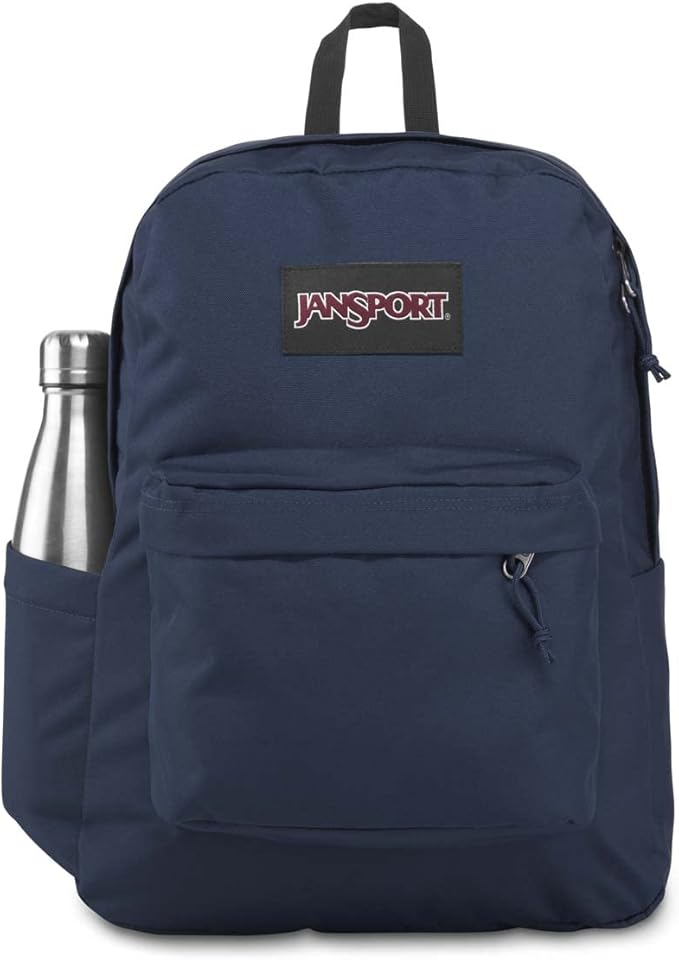 JanSport SuperBreak Plus Backpack with Padded 15-inch Laptop Sleeve and Integrated Bottle Pocket - Spacious and Durable Daypack for Work and Travel - Navy