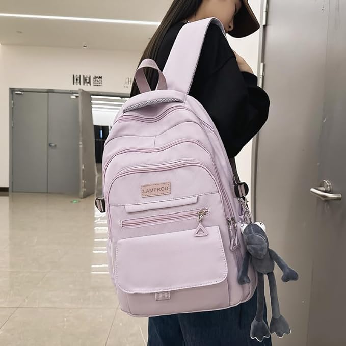 Cute Aesthetic Girls Backpack for School Large Capacity Bookbags College Backpack for Students Kids Teen Girls Laptop Bookbag Casual Travel Daypacks(Purple)