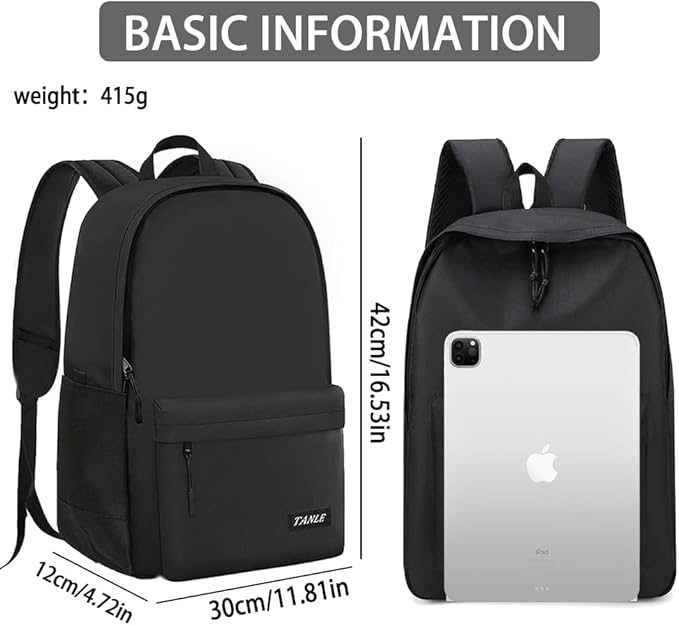 Multifunctional Casual Backpack for Men Women, Lightweight Water-Resistant School Bookbag for College Work Travel, Black 02