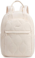 LOVEVOOK Laptop Backpack for Women, College Travel Backpack Puffer Womens Backpack for 17.3 Inch Laptop, Computer Water-Resistant Quilted Casual Daypack, Beige