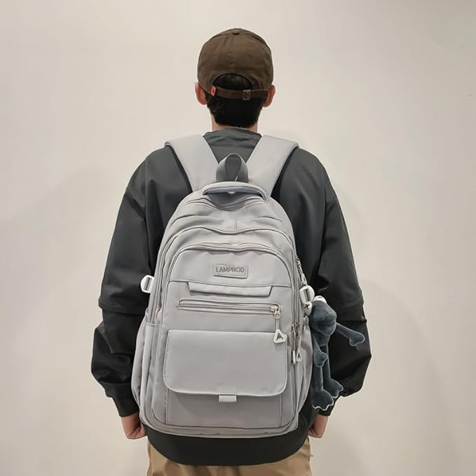 Cute Aesthetic Girls Backpack for School Large Capacity Bookbags College Backpack for Students Kids Teen Girls Laptop Bookbag Casual Travel Daypacks(Gray)
