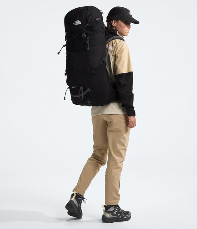 The North Face Terra 55 Backpack - Unisex Hiking Pack, Cinch-Top Opening with Zipper, Pole & Ice Axe Attachments, TNF Black/Asphalt Grey-NPF, Small/Medium
