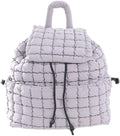 VAKAER Puffer Backpack for Women Lightweight Quilted Hiker Pack with Drawstring Padding Backpacks for Travel Gym (Light Gray)