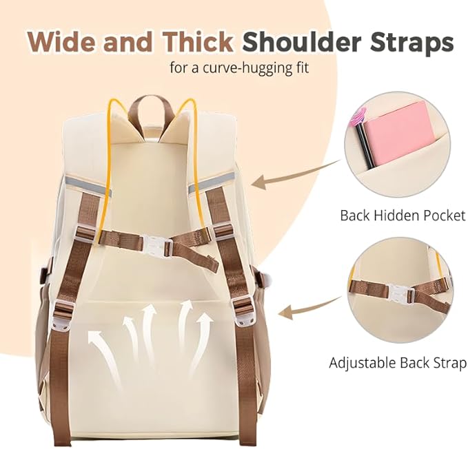 Cute Aesthetic Backpack for Women College Laptop Backpacks Kawaii Preppy Multiple Pockets Anti Theft Waterproof Large Daypack (Black)
