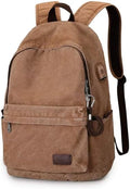 Muzze Canvas Backpack for Women and Men, Lightweight Classic Laptop Backpack with USB Charging Port for School, Travel and Daily Use, Khaki