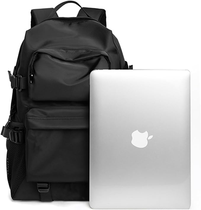 Men's Carry On Travel Backpack - 13 Inch Laptop Compartment, Large Capacity Waterproof Black Bag for Outdoor Hiking