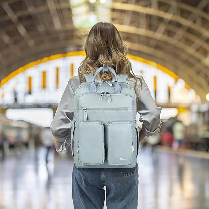 Mancro Travel Backpack for Women, Womens TSA Laptop Backpack with 15.6 Inches Laptop Compartment and Dry-Wet Pocket, Travel Daypack Weekend Backpack for Women, Blue