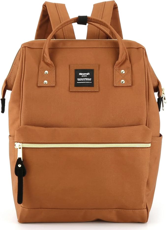 Himawari Laptop Backpack for Women&Men,Wide Open Large USB Charging Port 15.6 Inch Laptop Doctor College Work Bag (9001 - Caramel)