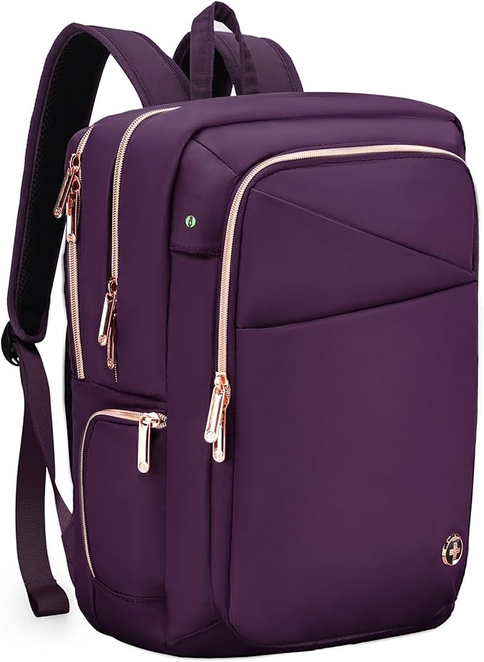 Swissdigital Design Business Laptop Backpack for Women, College Computer Backpack with USB Charging Port, Fits 15.6 Inch Laptop Travel Work Backpack, Purple | SD1006F-46