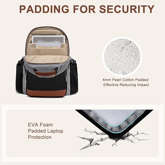 Laptop Backpack for Women Bookbag: 17 inch Work Backpacks with Pouch Pocket for Large Capacity Cup & USB Charger College Book Bag Travel Business Nurse Teacher Bookbags Anti-theft Back Pack