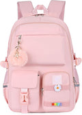 School Backpack for Girls & Women, Bookbag for Middle School & College, Large Travel Daypack for Laptop (Pink)