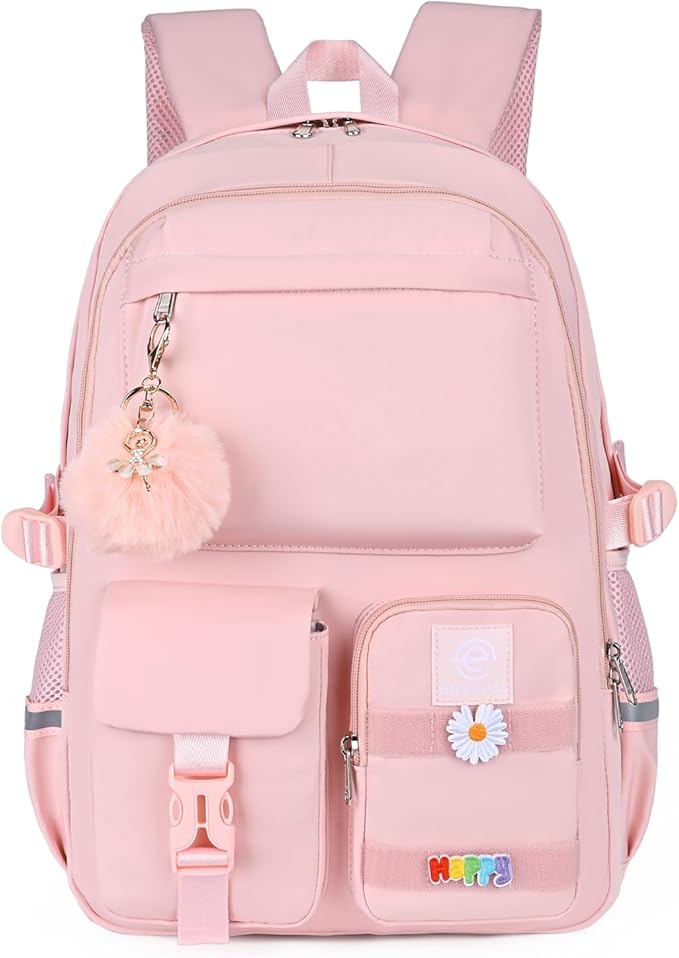 School Backpack for Girls & Women, Bookbag for Middle School & College, Large Travel Daypack for Laptop (Pink)