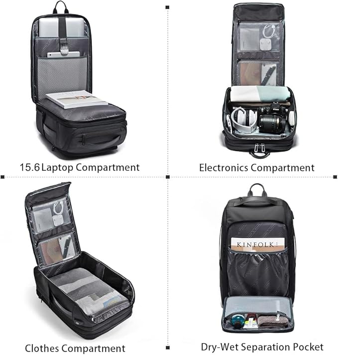BANGE Travel Backpacks,Weekender Carry On Backpack, Waterproof Men's Business Laptop Backpack for 15.6inch