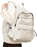 BJLFS Beige School Backpack for Girls Women Waterproof High School Book Bag Cute Backpack for Men Teens Boys, Lightweight Simple Middle School Back Pack Daypack