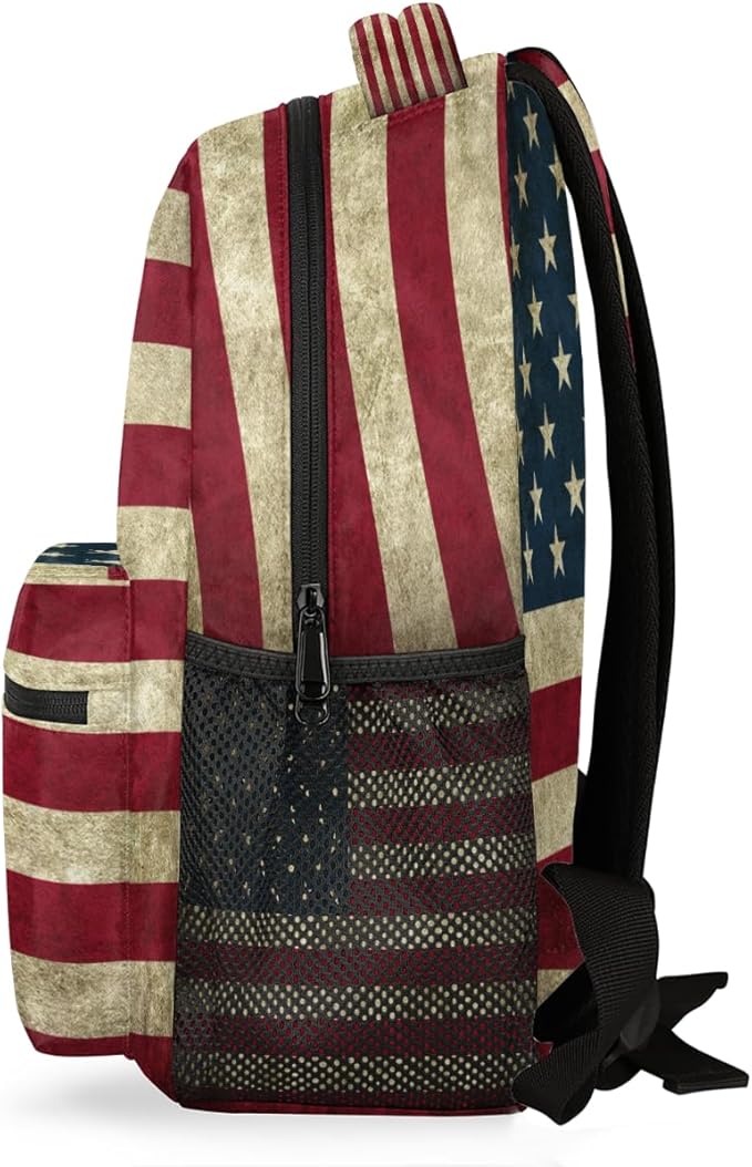 Pardick American USA Flag Backpack for Kids Girls Boys Lightweight School College Students 18in Bookbag Large Capacity Computer Backpacks Laptop Rucksack Travel Gym Hiking Camping Daypack
