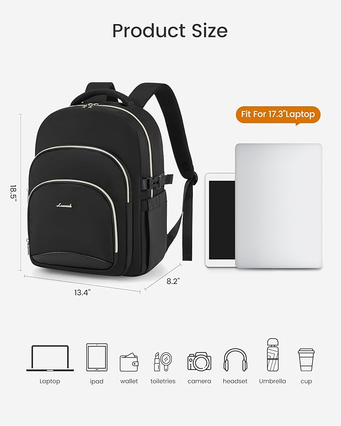 LOVEVOOK Laptop Backpack for Women, 17-Inch Work Backpack, Back to School Bookbag for College Student Teen Girls, Casual Personal Item Travel Bag Business Computer Daypack for Teacher Nurse, Gift