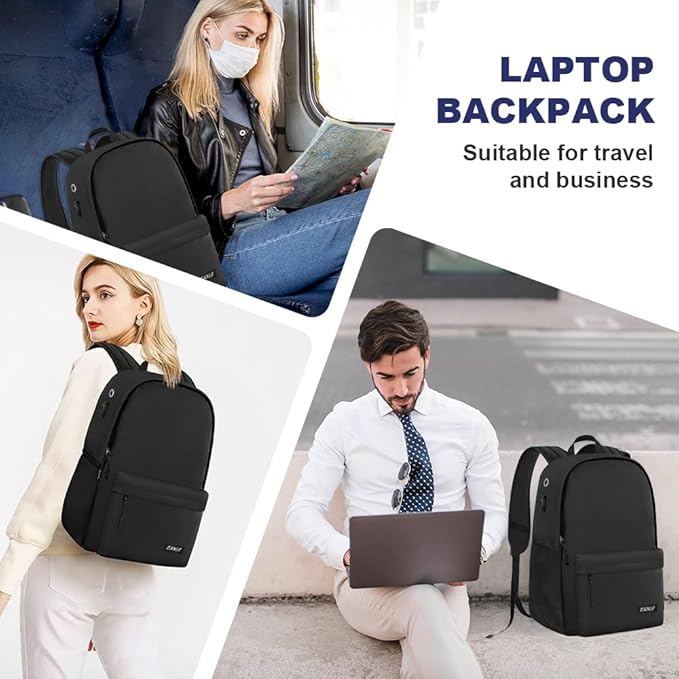 Multifunctional Casual Backpack for Men Women, Lightweight Water-Resistant School Bookbag for College Work Travel, Black 01
