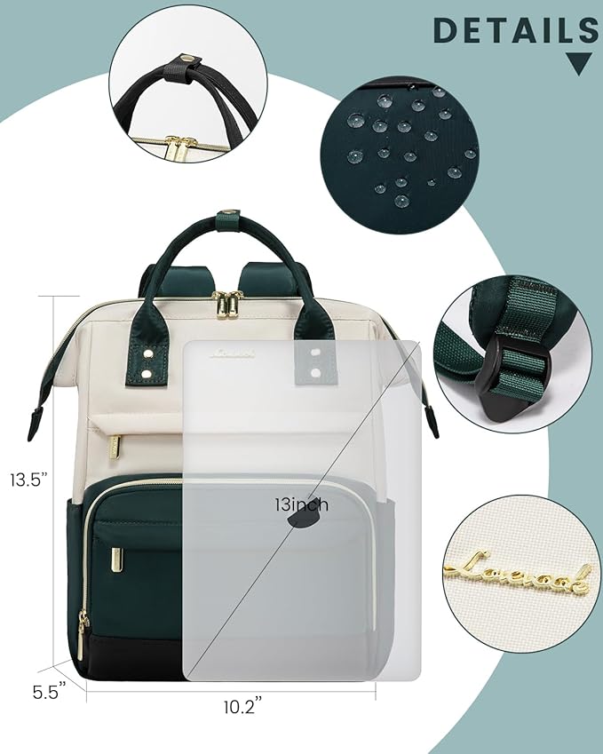 LOVEVOOK Mini Backpack for Women, Cute Small Backpacks Purse, Fashion Bag for Travel Work Gift, College Bookbag for School, Lightweight Daypack, White-Green