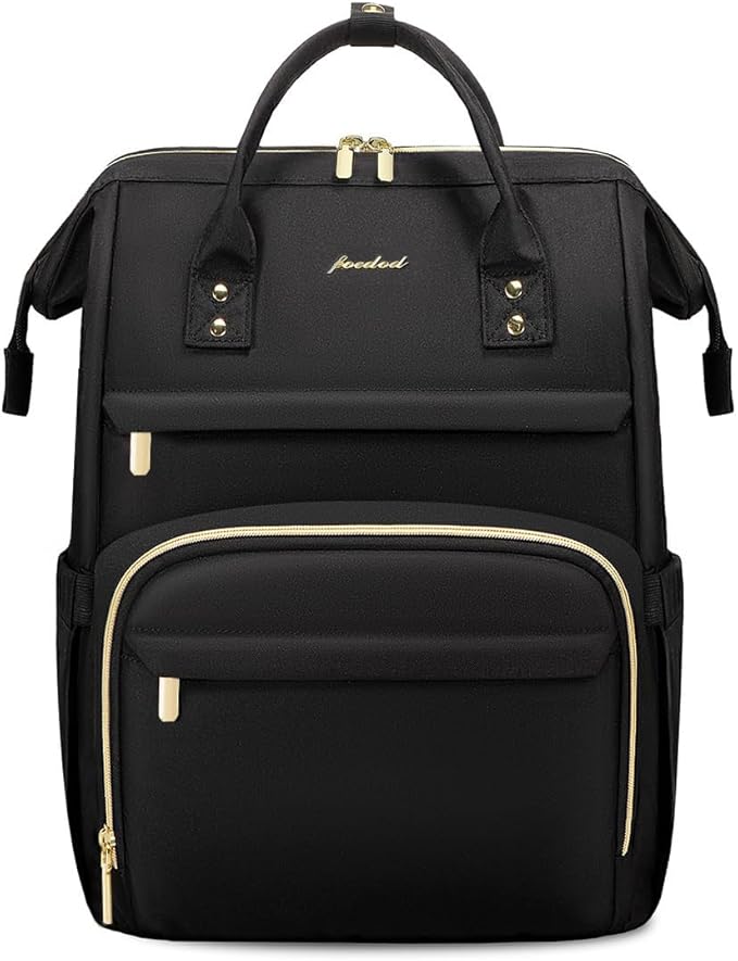 Women Laptop Backpack Teacher Bags: 17.3 Inch Nurse Computer Backpack with USB Port Work Bag Stylish Travel Daypack Bookbag Waterproof for Business Woman Gifts BLACK
