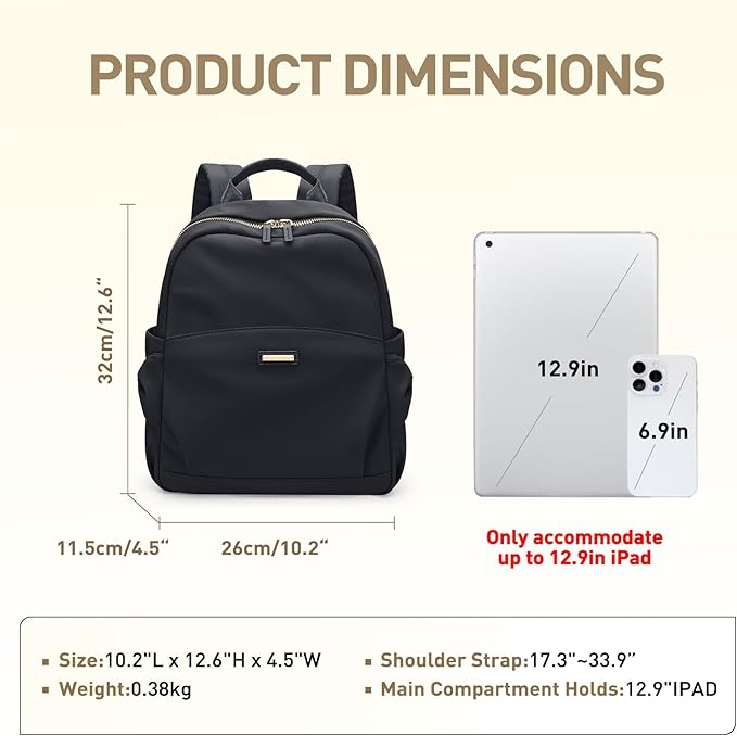 Mini Backpack for Women Small Backpack Purse Cute Stylish Lightweight Daypack for College Work Travel Party,12.9Inch,Classic Black