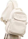 Cute Middle School Backpack For Teen Girls,Waterproof Casual Bookbags,Lightweight Travel Daypack,Basic Laptop College Backpack For Women(White)