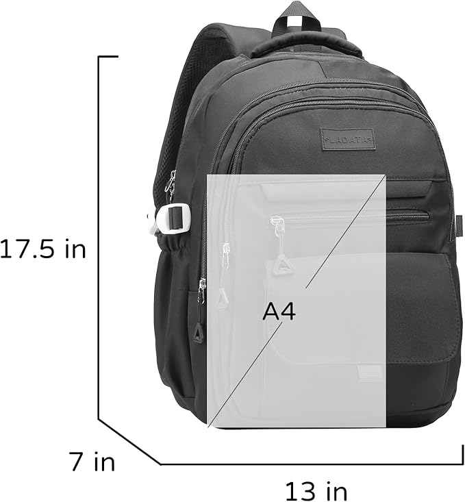 Phaoullzon Boys School Backpack for Girls, College Aesthetic Laptop Bookbag for Travel,Black