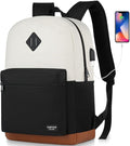 YAMTION School Backpack,Bookbag Teen Boys and Girls Black Beige