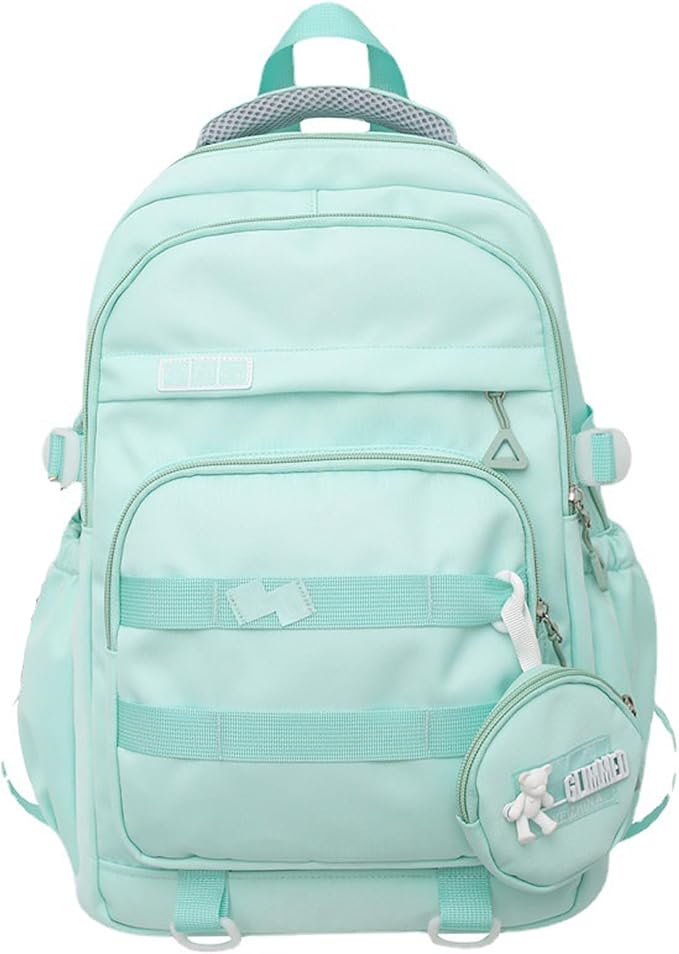 Cute School Backpack for Teen Girls, Aesthetic College Backpack for Kids Students, Large Travel Laptop Capacity, Casual Daypacks, Green