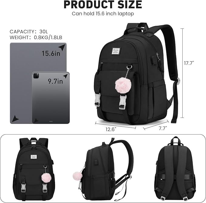 School Backpack for Teen Girls, 15.6 Inch College Backpack Elementary Middle High School Bag Large Cute Bookbags, Lightweight Laptop Backpacks Casual Daypack Kids Book Bag for Women Students