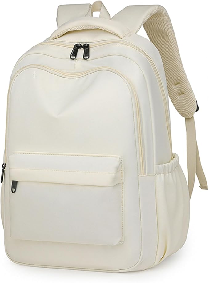 Cute College Backpack for School Aesthetic Backpack for Teen Girls Students Laptop Bag Large Capacity Bookbags Kids Travel Lightweight Backpacks for Casual Daypacks School Bag Solid Color(White)