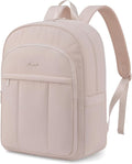 LOVEVOOK Laptop Backpack for Women, Puffer Travel Bag Fits 15.6 Inch Laptop, Lightweight Work Daypack for Teacher Nurse, Water-resistant College Bookbag, Ivory