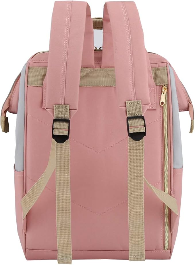 Himawari Laptop Backpack for Women&Men,Wide Open Large USB Charging Port 15.6 Inch Laptop Doctor College Work Bag (9001-Gray&Pink)