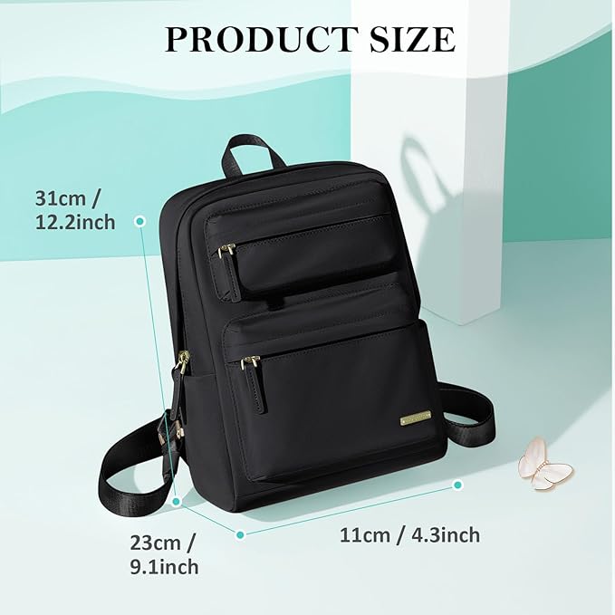 Mini Backpack for Women Lightweight Small Waterproof Backpack Purses Daily Daypack,fit 10.2Inch iPad,Black