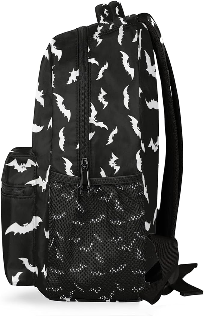 Pardick Halloween Bat Backpack for Kids Girls Boys Lightweight School College Students 18in Bookbag Large Capacity Computer Backpacks Laptop Rucksack Travel Gym Hiking Camping Daypack