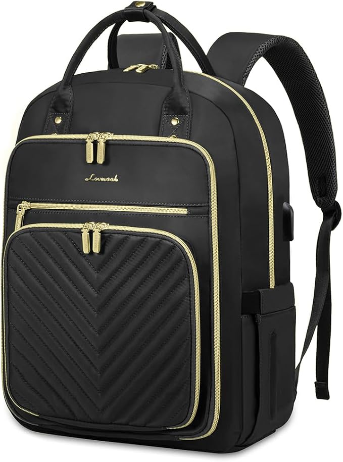 LOVEVOOK Laptop Backpack Women Teacher Backpack,17.3 Inch Laptop Bag with USB Port,Waterproof Daypack for Work Travel,Black