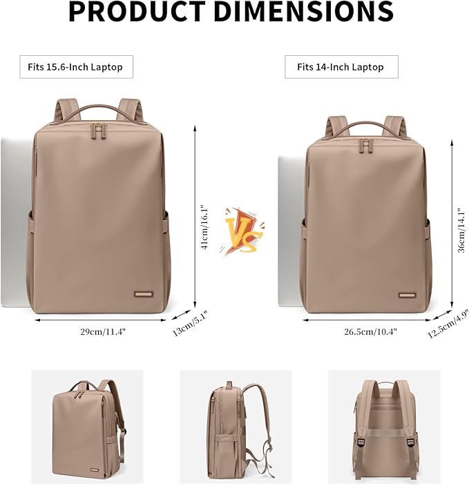 GOLF SUPAGS Stylish Laptop Backpack for Women Airline Approved Perfect for Work College and Travel Multi-Functional Casual Daypack Fits 14 Inch Notebook (Champagne)
