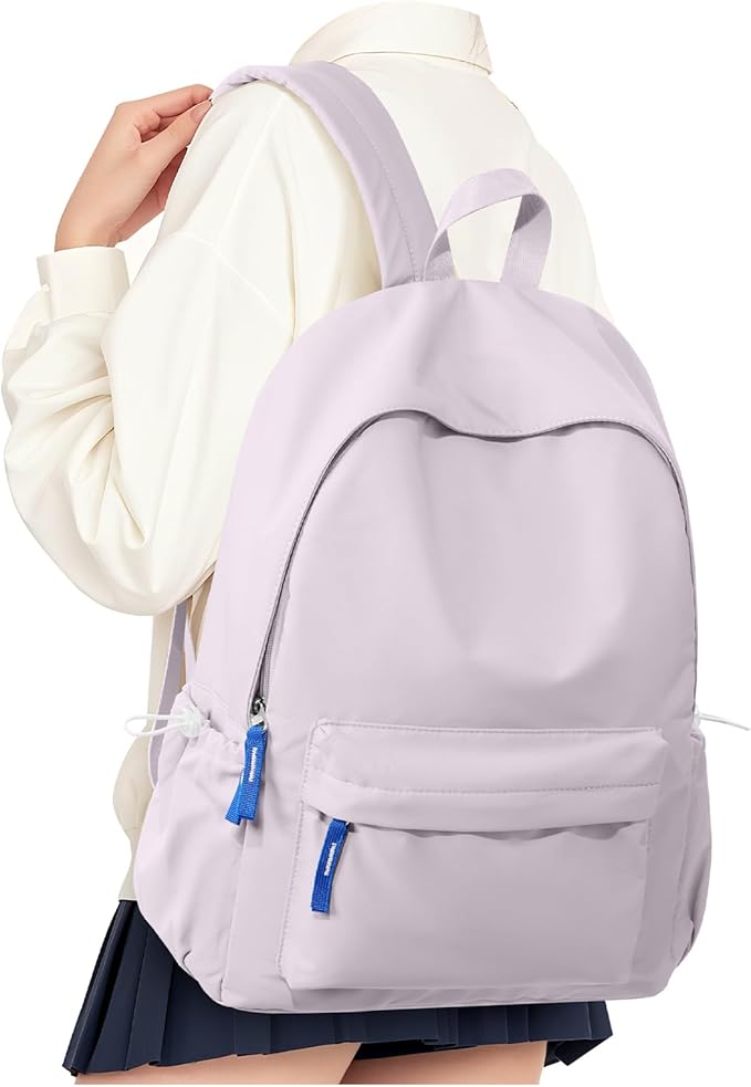 School Backpack for Teen Girls,Simple School Book Bag Waterproof High School Backpack for Boy Middle Student Bookbag College Backpack for Women Men Casual Daypack Travel Aesthetic Backpacks Purple
