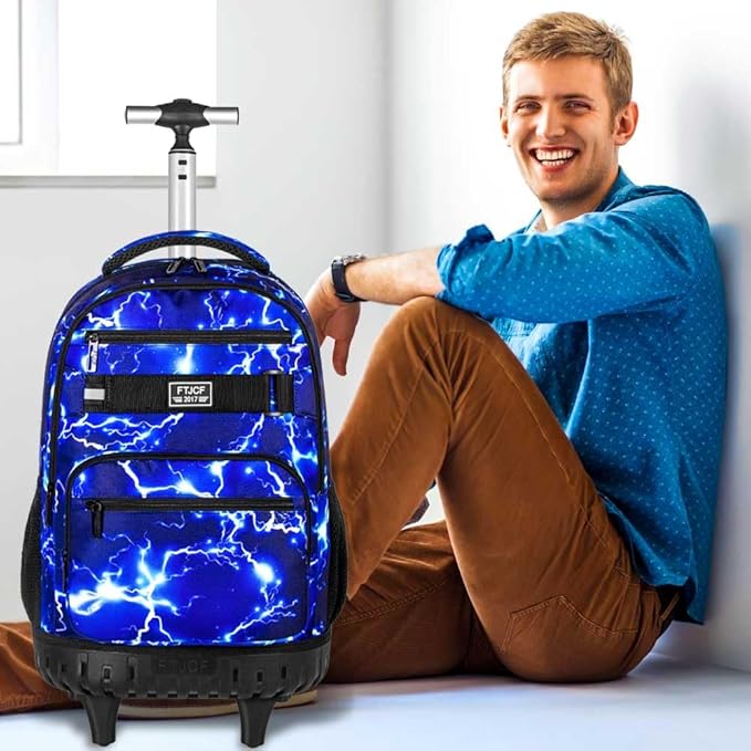 Rolling Backpack for Womens and Mens, Adults Wheeled Bookbag with Lunch Box for Girls and Boys.