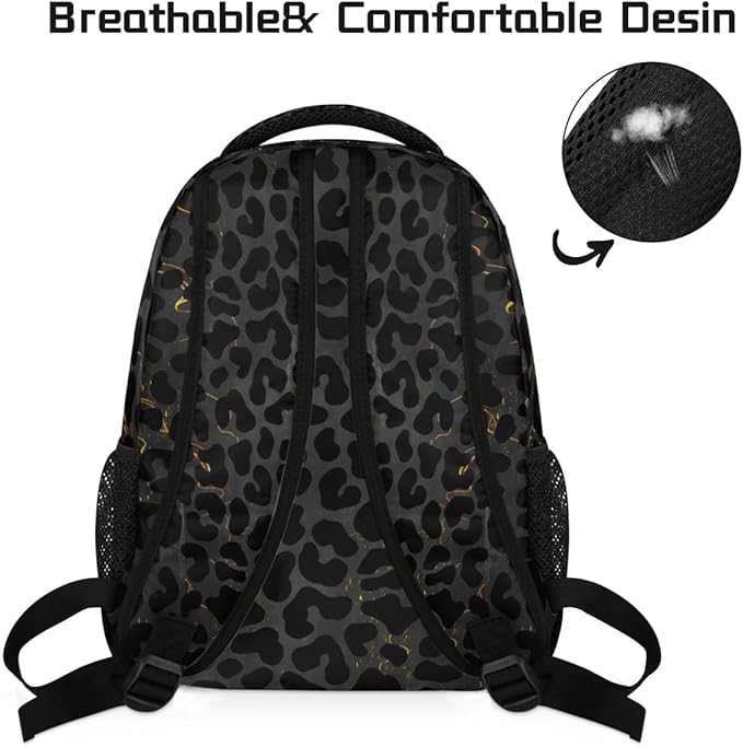 Pardick Leopard Cheetah Backpack for Kids Girls Boys Lightweight School College Students 18in Bookbag Large Capacity Computer Backpacks Laptop Rucksack Travel Gym Hiking Camping Daypack