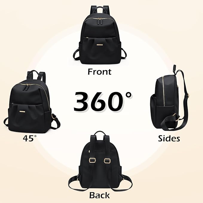Backpack for Women, Small Cute Backpack Purse Lightweight Casual Daypack Backpack for Travel Mini Backpacks for Ladies College Work,9.7Inch,Black