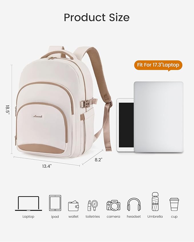 LOVEVOOK Laptop Backpack for Women, 17-Inch Work Backpack, Back to School Bookbag for College Student Teen Girls, Casual Personal Item Travel Bag Business Computer Daypack for Teacher Nurse, Gift