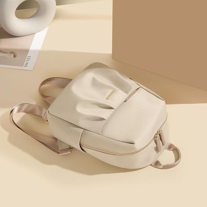 Small Backpack for Women, Cute Backpack Casual Work Daypack Purse for College Travel, fit 9.7 Inch, Apricot
