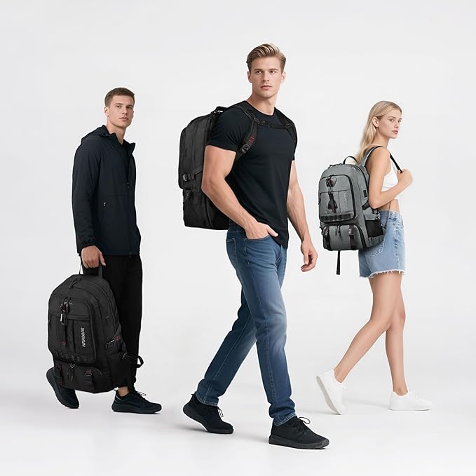 Travel Backpack for Men, 45L Expandable TSA Approved Laptop Backpack Fits 18.4 Inch, Water-Repellent W/Shoe Compartment & Wet Pocket Anti-theft Pocket, Light Grey