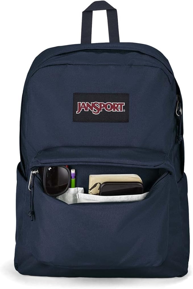 JanSport SuperBreak Plus Backpack with Padded 15-inch Laptop Sleeve and Integrated Bottle Pocket - Spacious and Durable Daypack for Work and Travel - Navy
