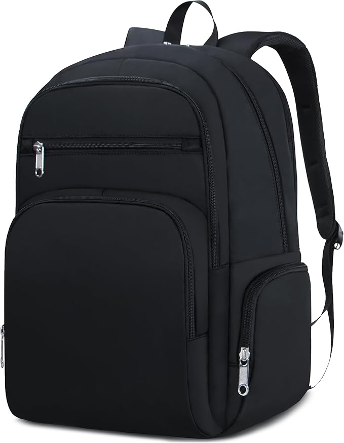 Large Backpack for Women Backpack with Lots of Pockets for Travel Work School Bookbag with Laptop Compartment for High School College Girls Mochilas Morrales para Mujer (Black, Solid)