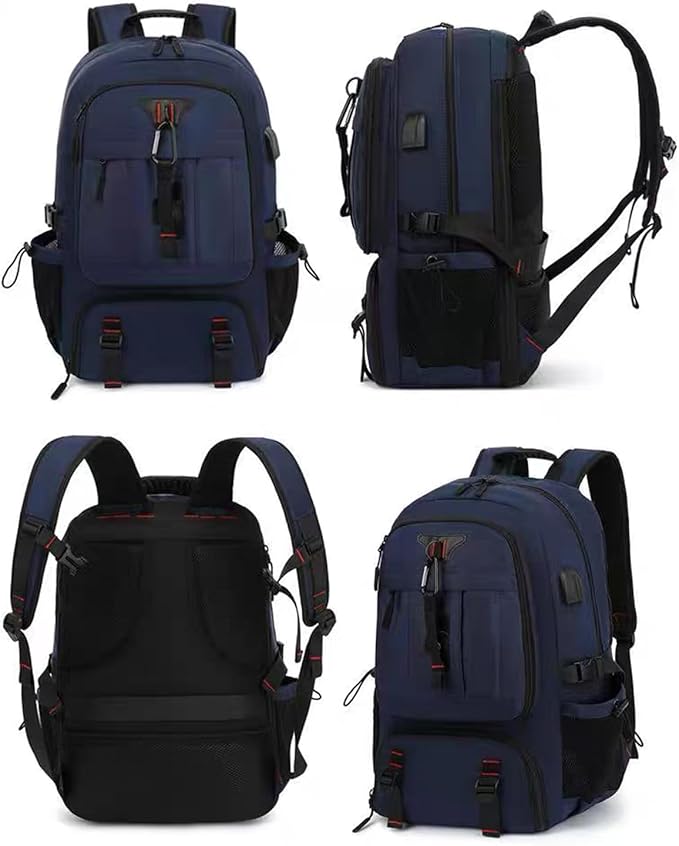 DUSLANG Travel laptop backpack, Extra Large 60L Traveling College Backpack,Large Capacity Backpack for Men Women,Fits 17 Inch Computer, USB Charging Port, Blue