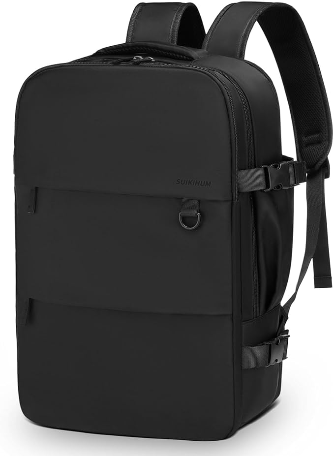 Travel Backpack for Men Women, 35L Laptop Backpack W/Shoe Compartment, Water Resistant Flight Approved Fits 15.6-inch Laptop, Black