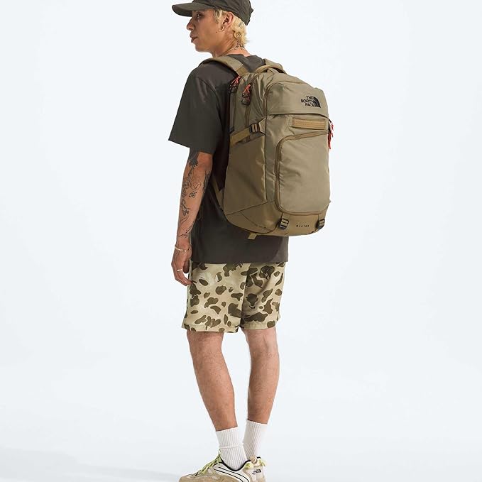 The North Face Router Everyday Laptop Backpack - Daypack, Water Repellent, Laptop Sleeve, Reflective Details, Cedar/Lava Red, One Size